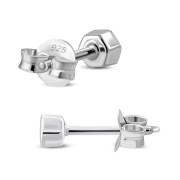  Tiny Mother of Pearl Hexagon Silver Stud Earrings, e372